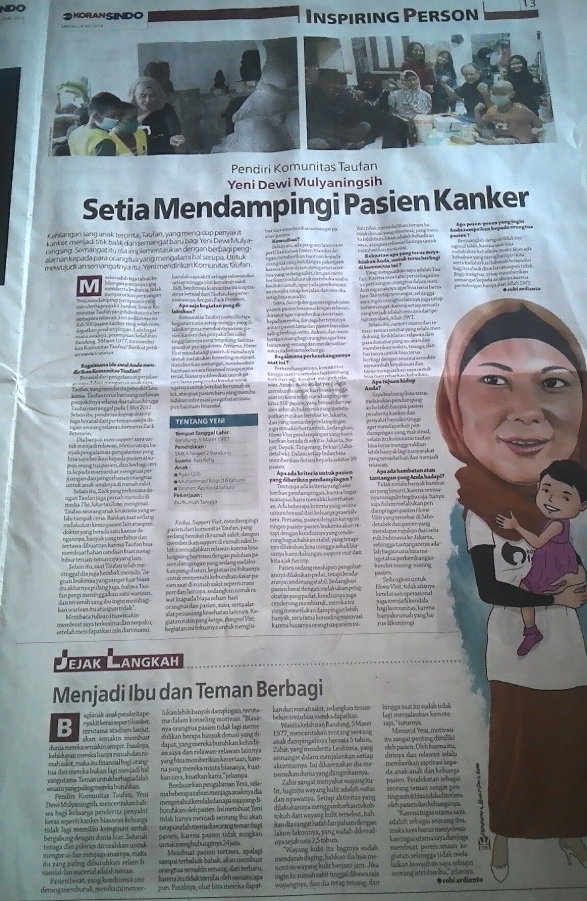 20160508_Komunitas_Taufan_Yeni_Dewi_Mulyaningsih_Koran_SINDO_Setia_Medampingi_Pasien_Kanker_Anak